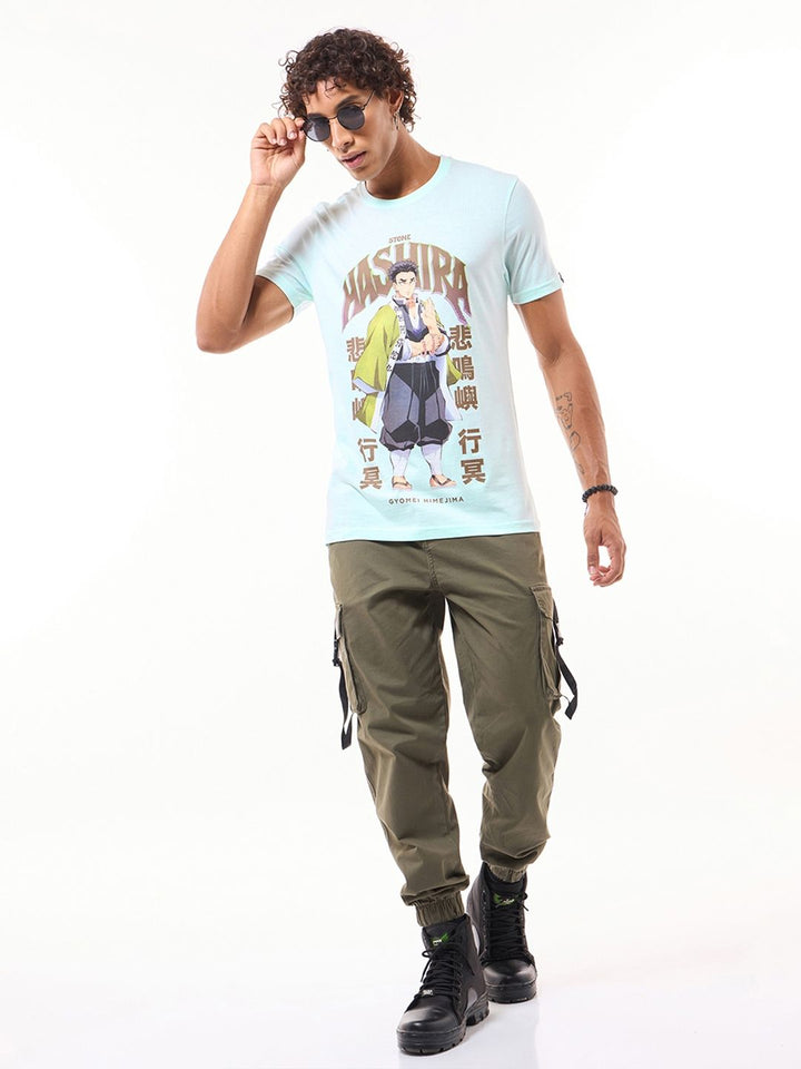 Bewakoof Official Demon Slayer Pure Cotton Stone Hashira Graphic Printed T-shirt