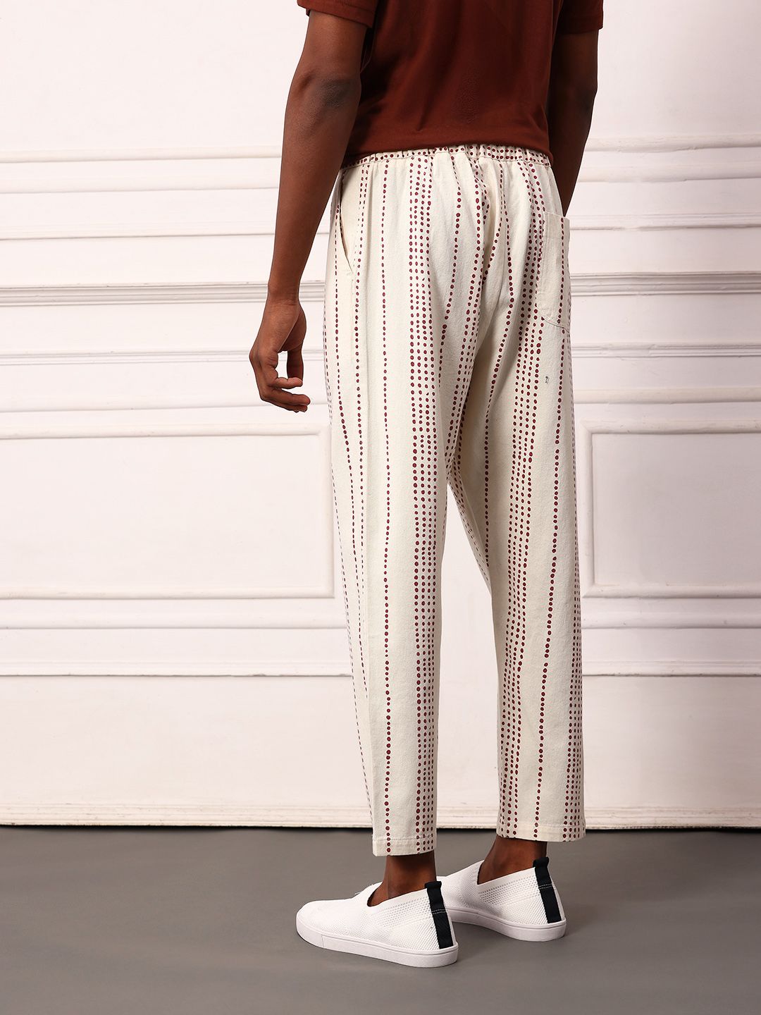 Mr Bowerbird Men Striped Pure Cotton Regular Trousers