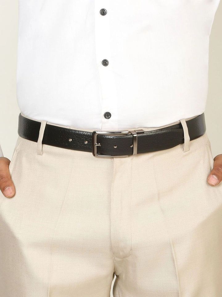Teakwood Leathers Men Textured Leather Reversible Formal Belt