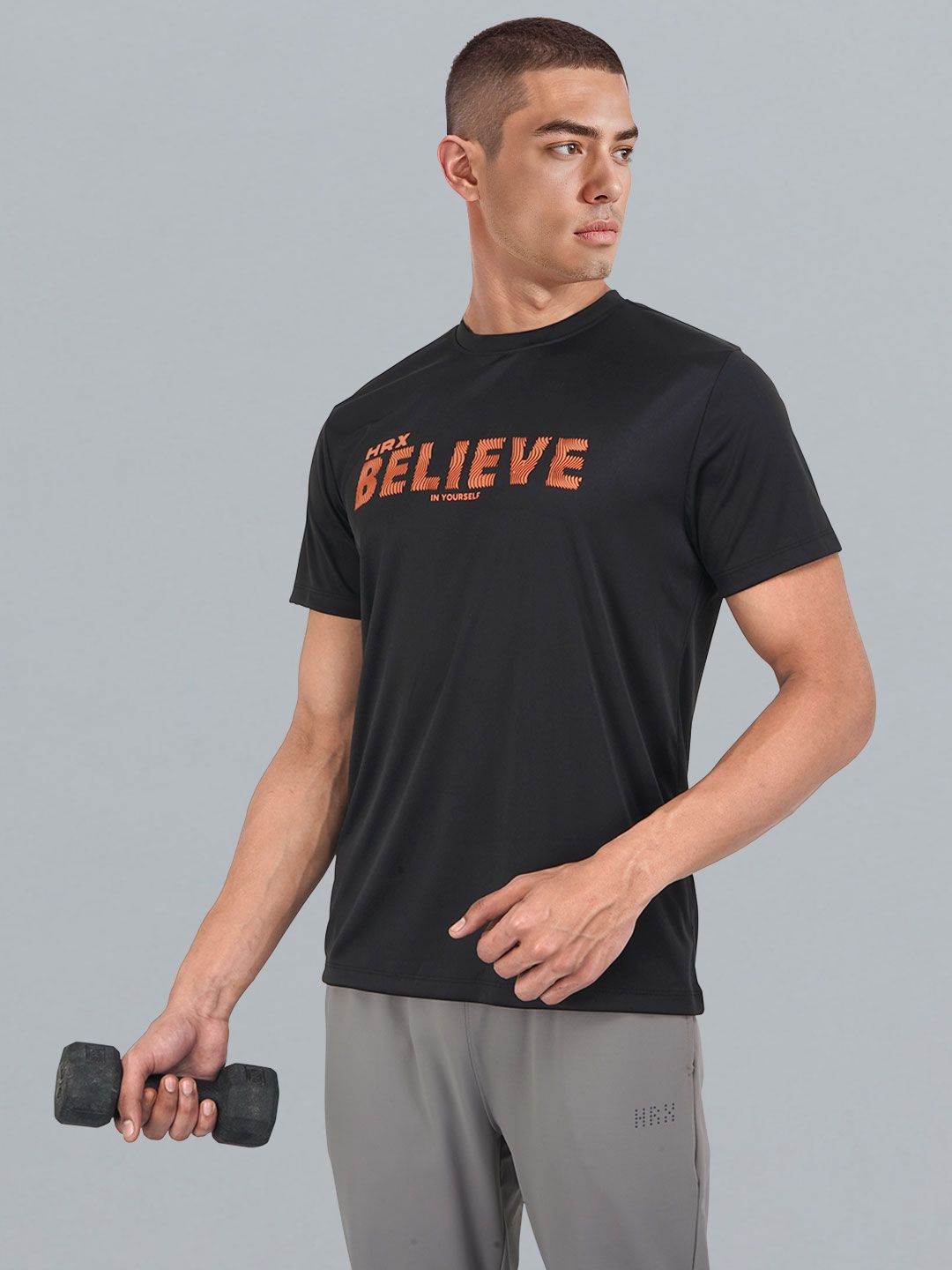 HRX by Hrithik Roshan Couple Collection Typography Printed Rapid-Dry Training T-shirt