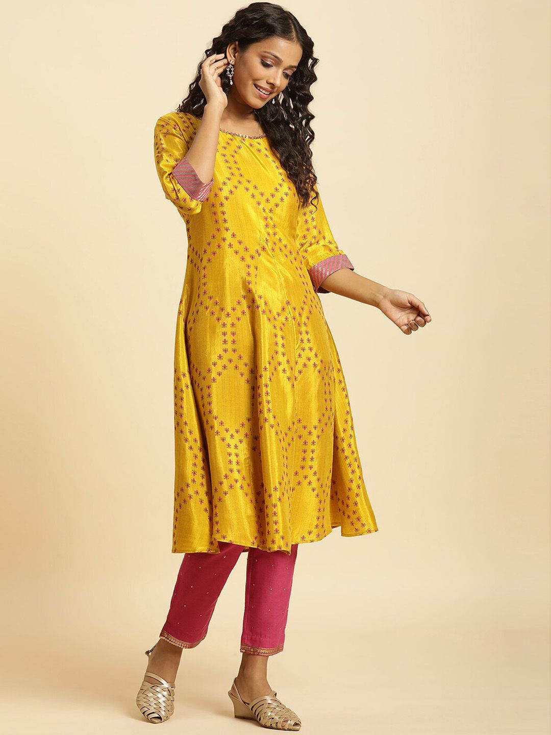 W Ethnic Motifs Printed Anarkali Kurta