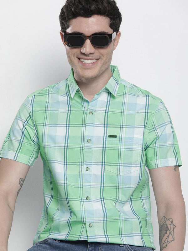 The Indian Garage Co Men Slim Fit Tartan Checked Casual Shirt
