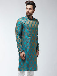SOJANYA Men Teal & Beige Sulam Kurta Lurus
