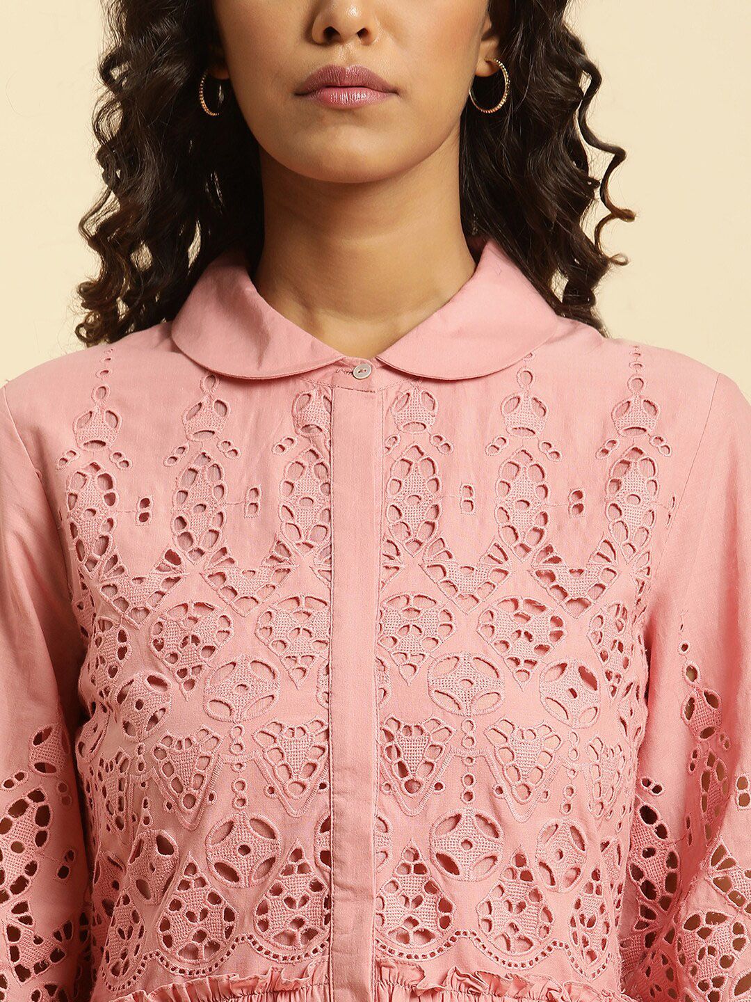 W Self Design Cotton A Line Dress