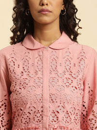 W Self Design Cotton A Line Dress