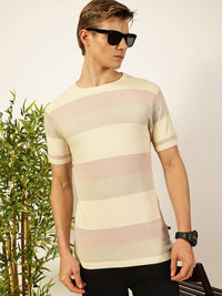 Thomas Scott Men Knit Striped Round Neck T-shirt