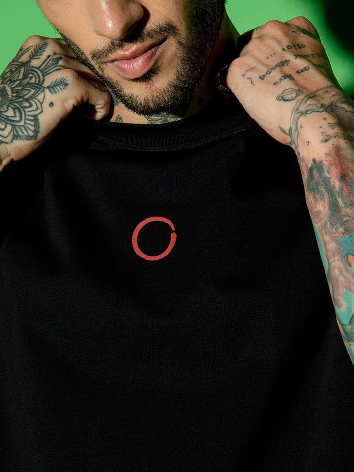 Bewakoof Men Black Typography Back Print Oversized T-shirt