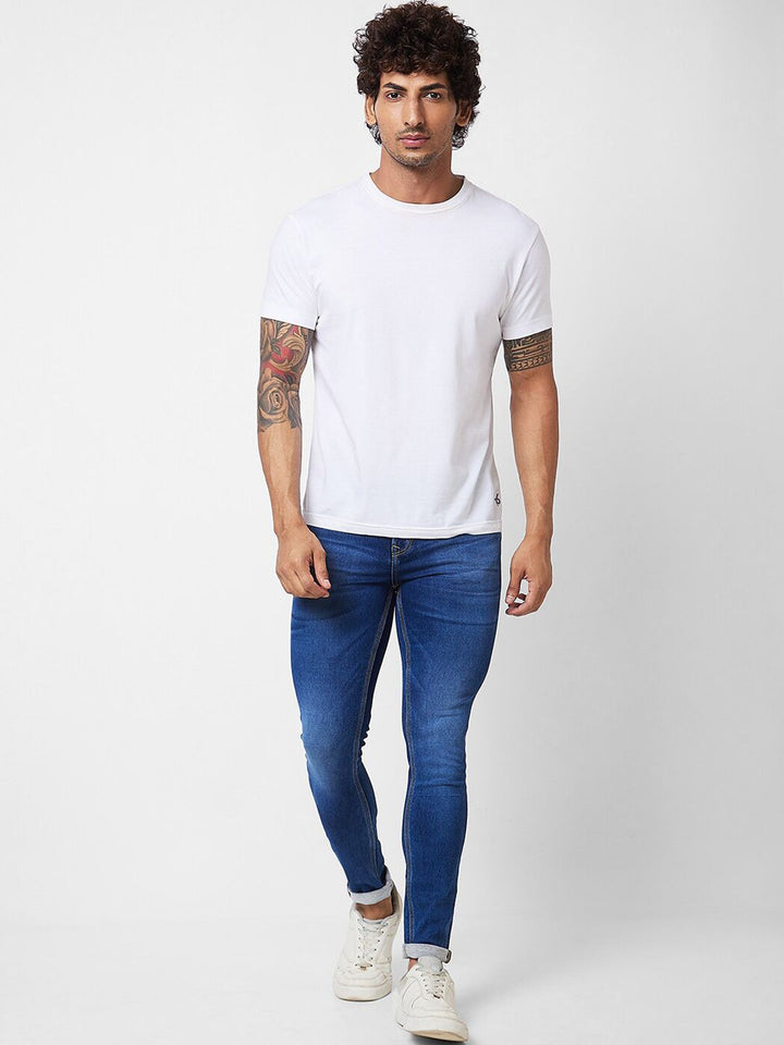 SPYKAR Men Slim Fit Low-Rise Heavy Fade Clean Look Stretchable Jeans