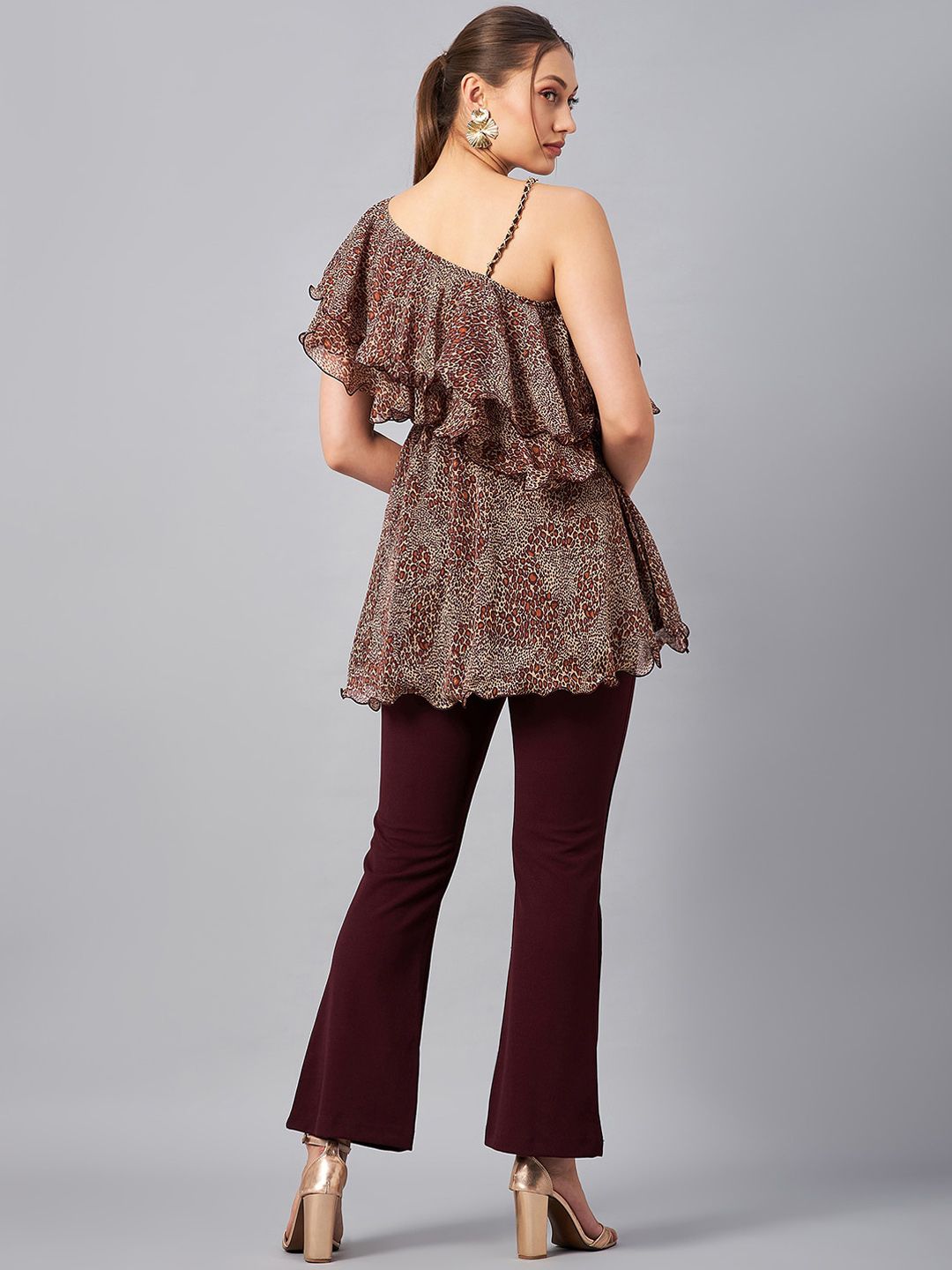 Antheaa Printed One Shoulder Tunic With Trousers