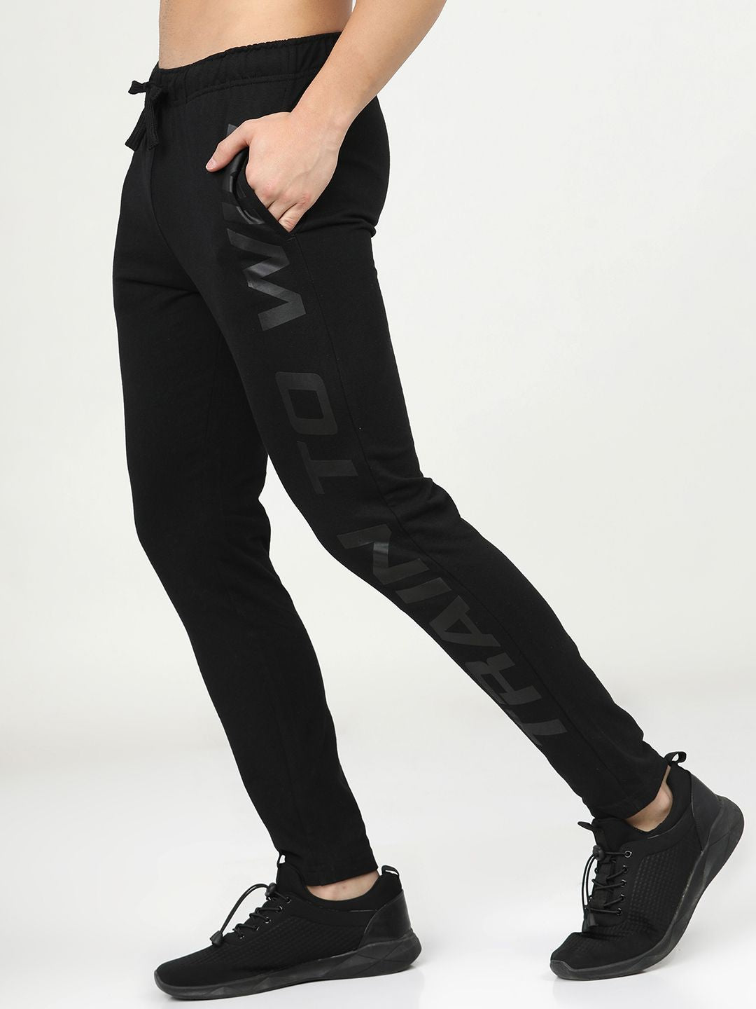 HIGHLANDER Men Black Solid Slim-Fit Track Pants