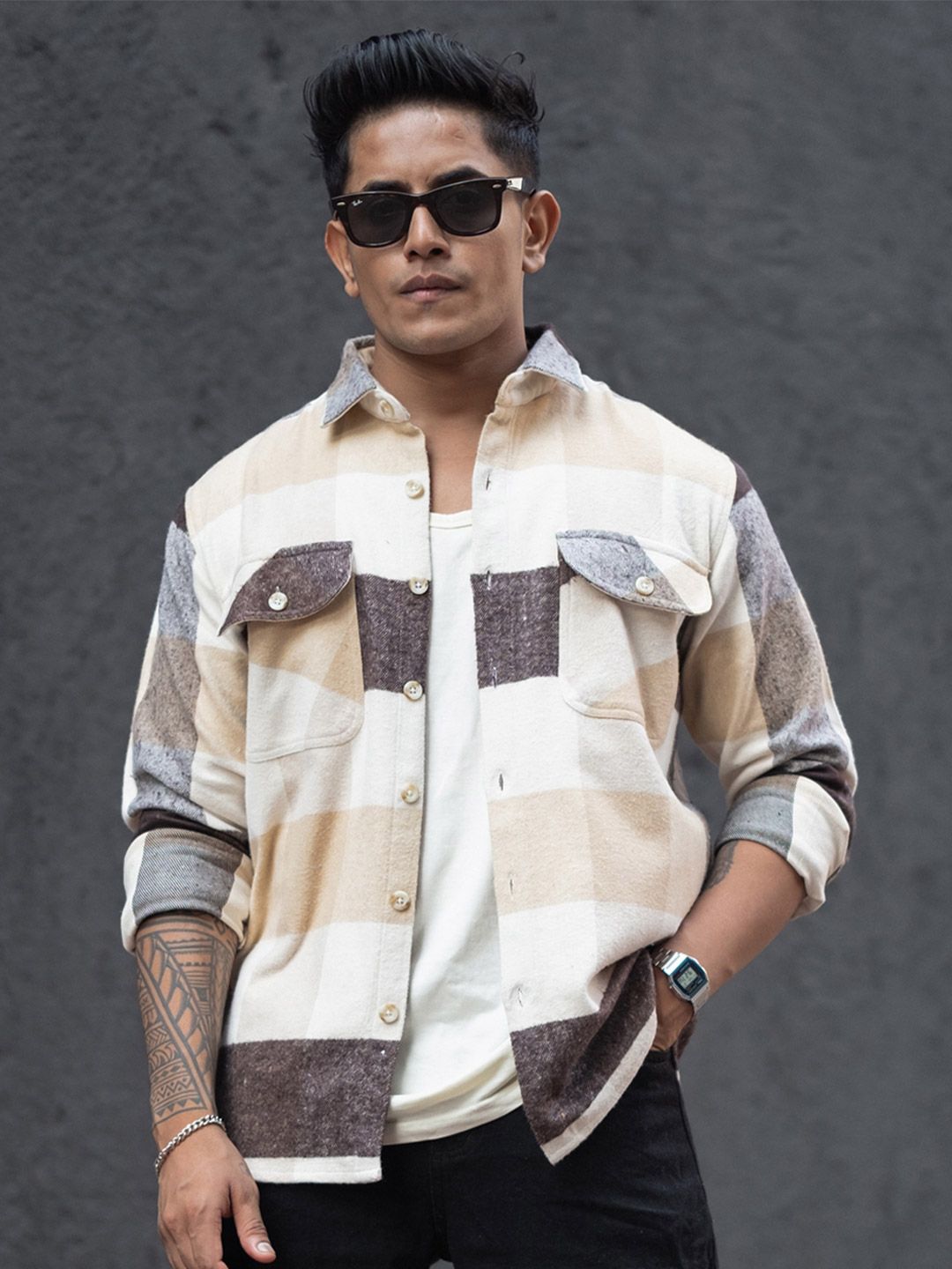 Powerlook Men Checked Casual Shirt