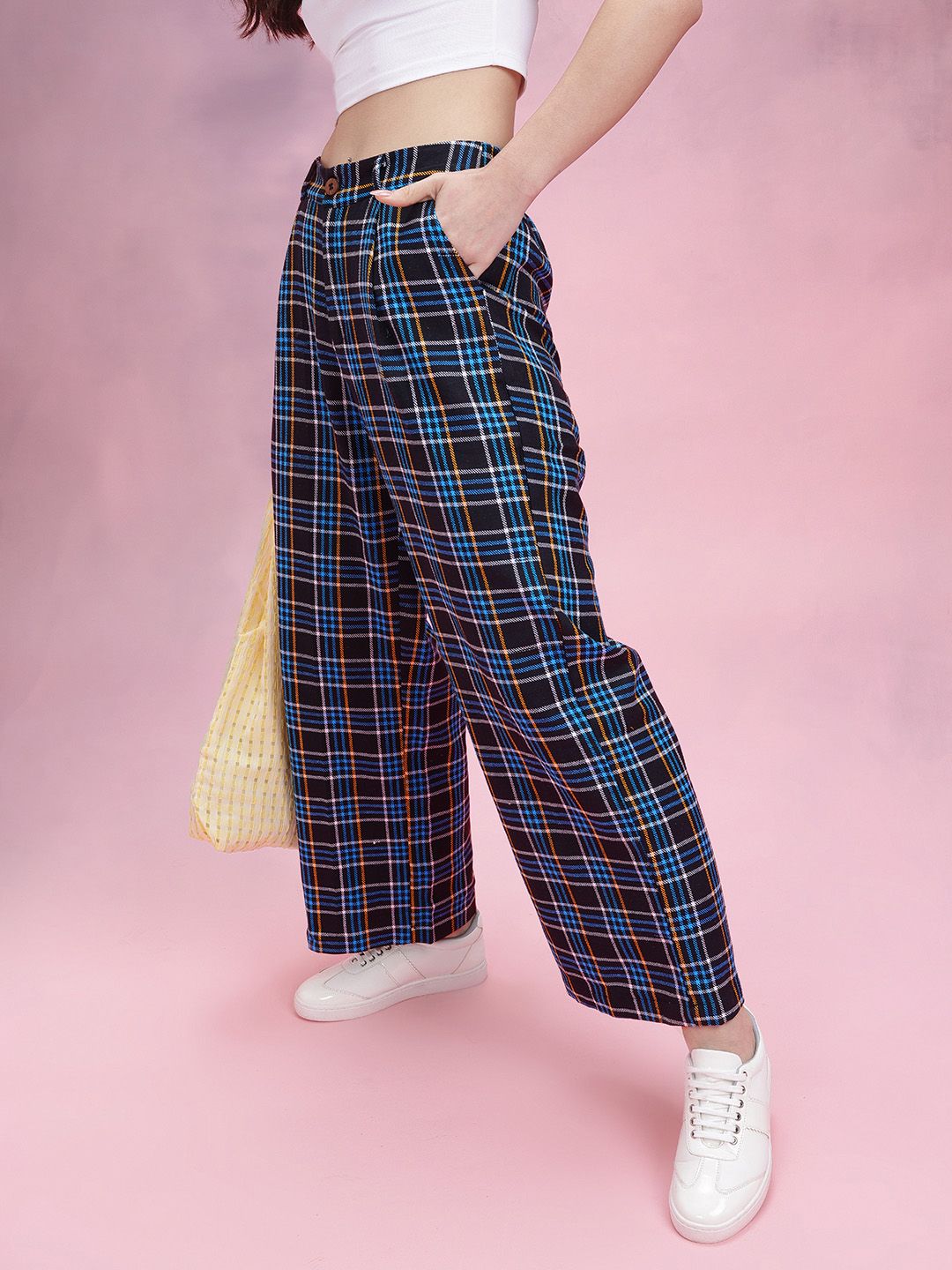 DressBerry Women Checked Pleated Trousers