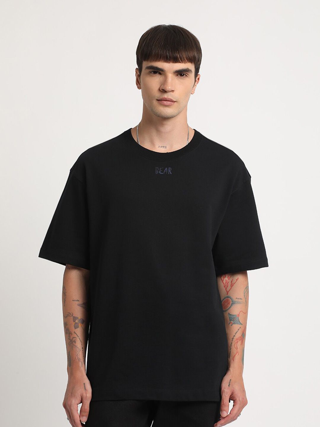THE BEAR HOUSE Animal Printed Round Neck Oversized Cotton T-shirt