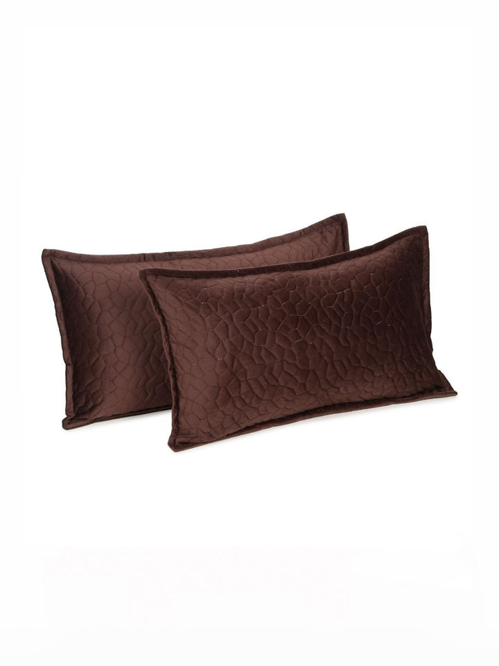 HOSTA HOMES Brown 2 Pieces Self Design Rectangle Shaped Pillow Covers