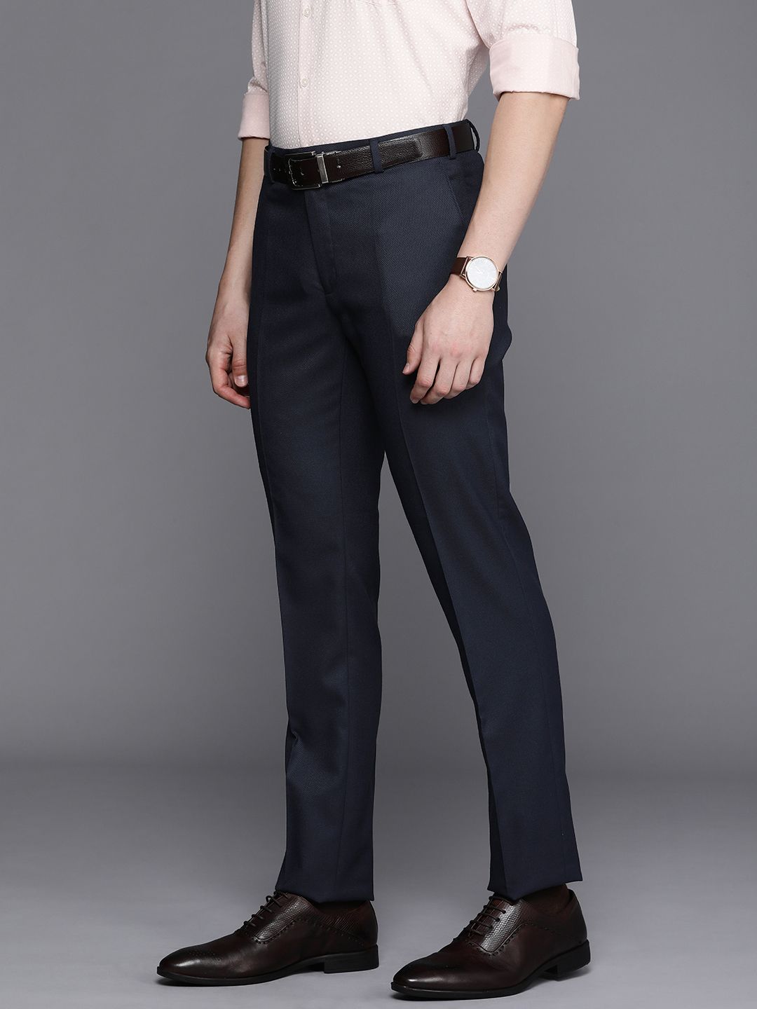 Raymond Men Textured Slim Fit Formal Trousers