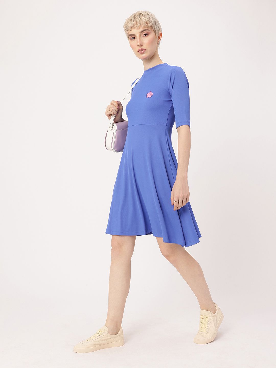 DressBerry Playful Elegance Ribbed Fitted A-Line Dress