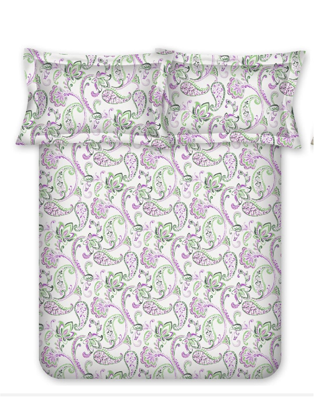 BOMBAY DYEING Purple Floral Cotton 140 TC Double Queen Bedsheet Set-2.28 m X 2.54 m