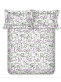 BOMBAY DYEING Purple Floral Cotton 140 TC Double Queen Bedsheet Set-2.28 m X 2.54 m
