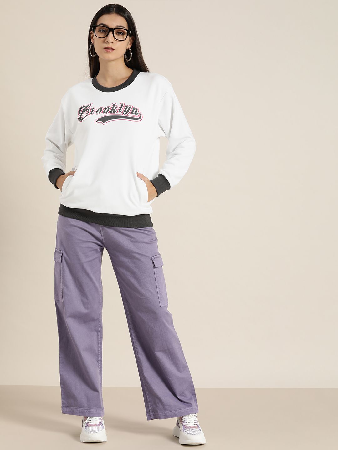 DILLINGER Women White Printed Oversized Sweatshirt