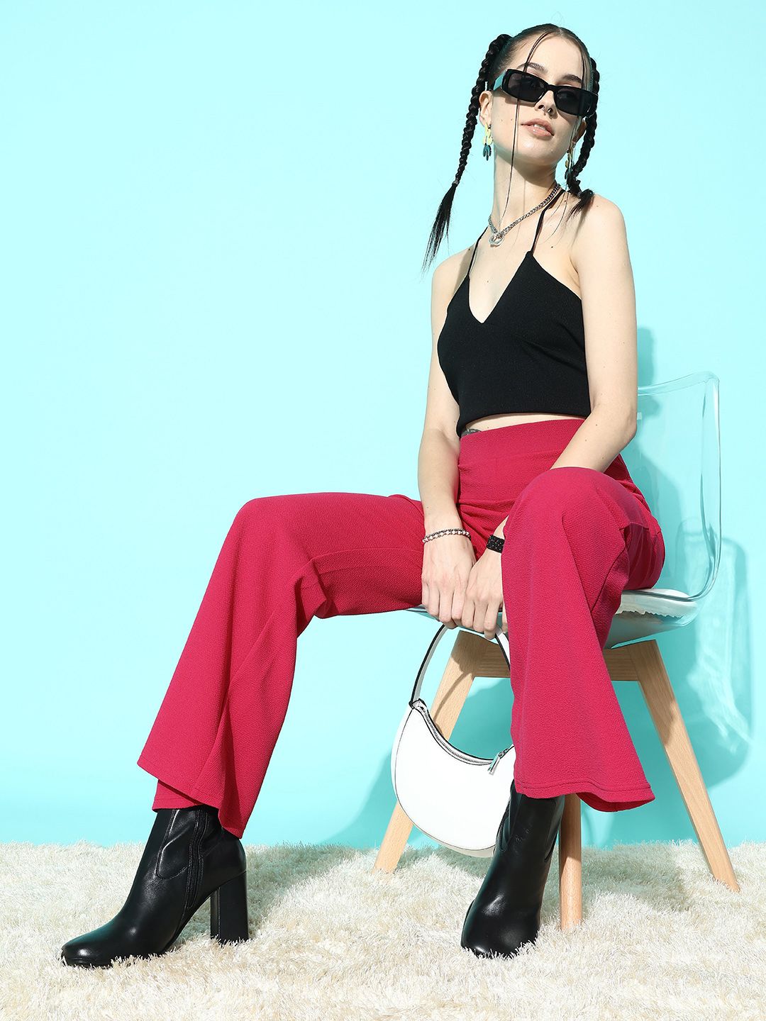 Berrylush Women Comfort High-Rise Trousers