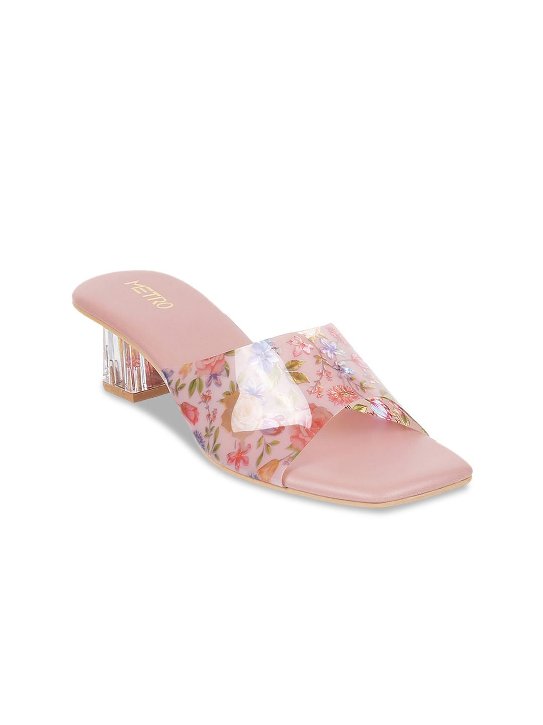 Metro Printed Open Toe Block Heels