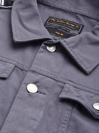 The Indian Garage Co Men Slim Fit Denim Trucker Jacket with Double Flap Pockets
