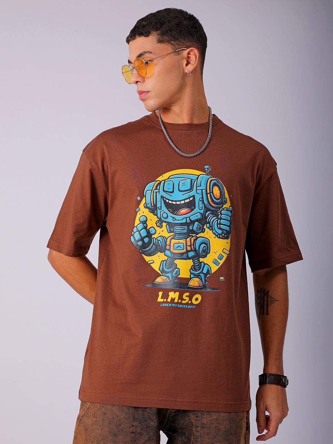 The Indian Garage Co Men Pure Cotton Typography Printed Boxy Oversized T-shirt
