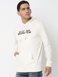 SPYKAR Typography Printed Hooded Neck Long Sleeves Cotton Pullover Sweatshirt