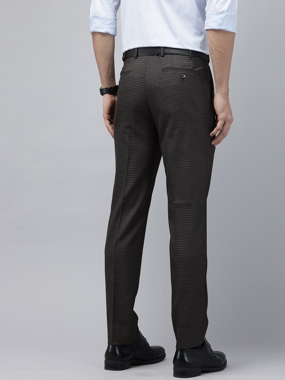 Park Avenue Men Checked Super Slim Fit Formal Trousers