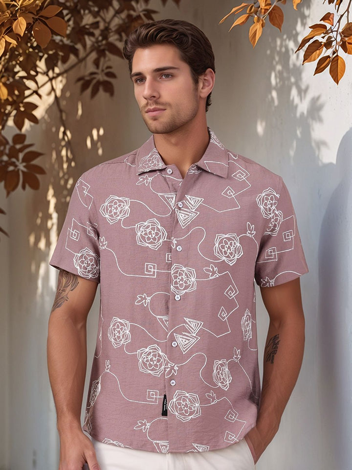 Thomas Scott Men Embroidered Regular Fit Casual Shirt