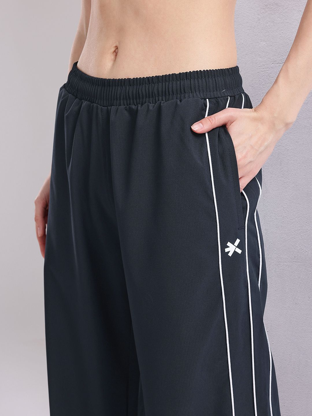 HRX by Hrithik Roshan Women Contrast Piping Rapid-Dry Flared Training Track Pants