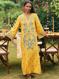 Global Desi Floral Embroidered Straight Kurta