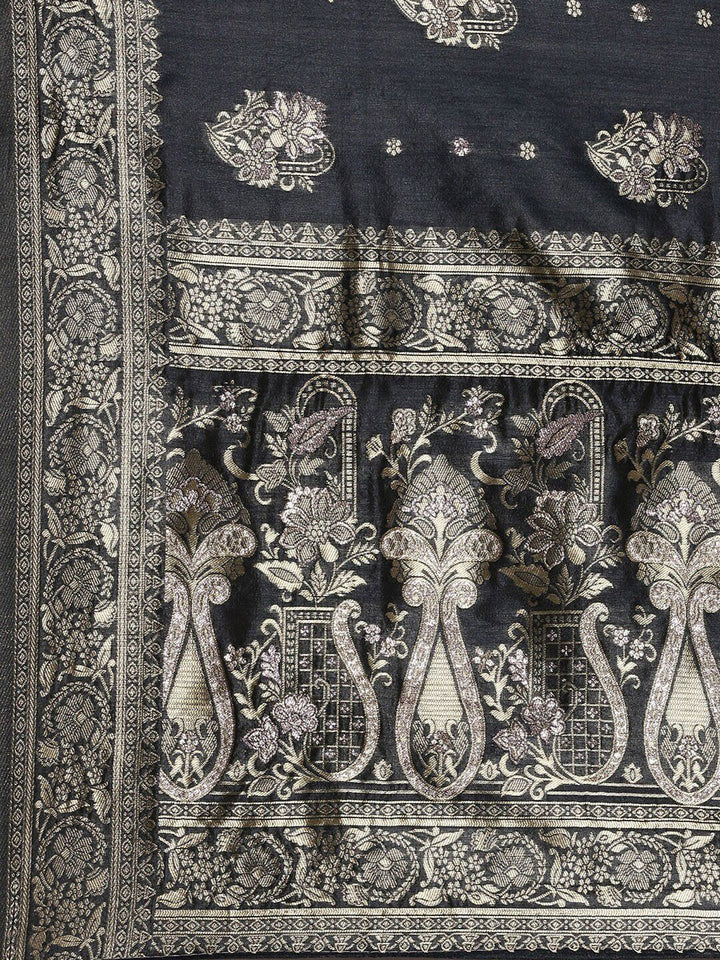 Saree mall Ethnic Motifs Woven Design Zari Baluchari Sarees