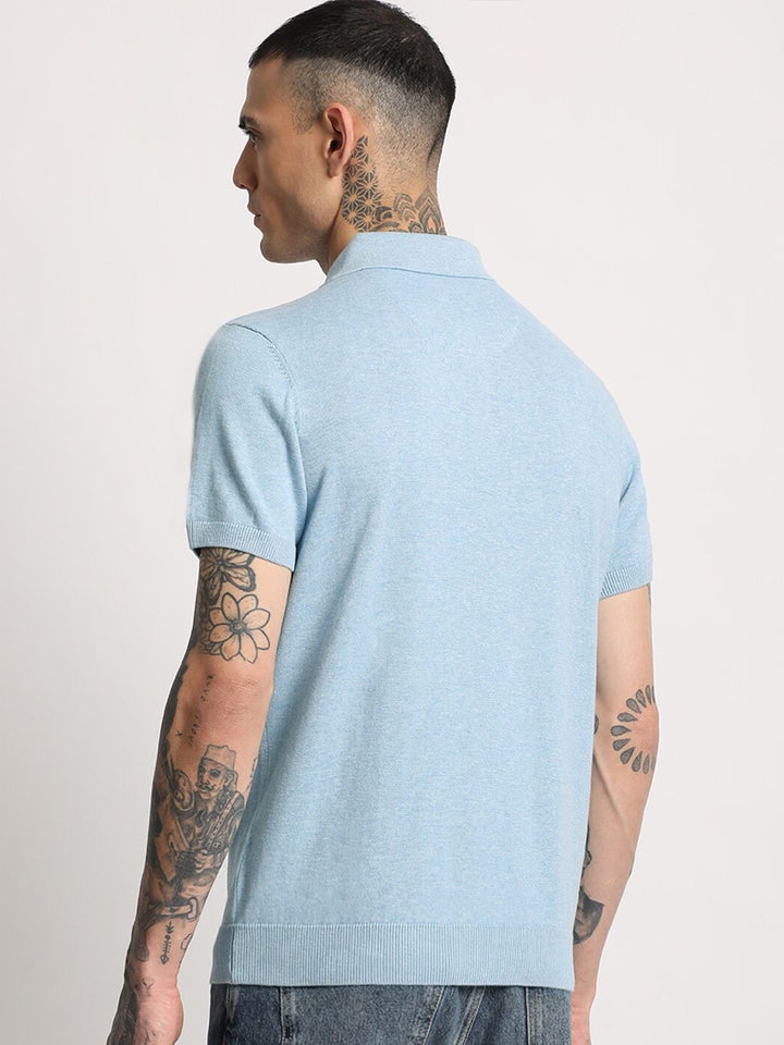 THE BEAR HOUSE Men Solid Regular Fit Cotton Polo Collar T-Shirt