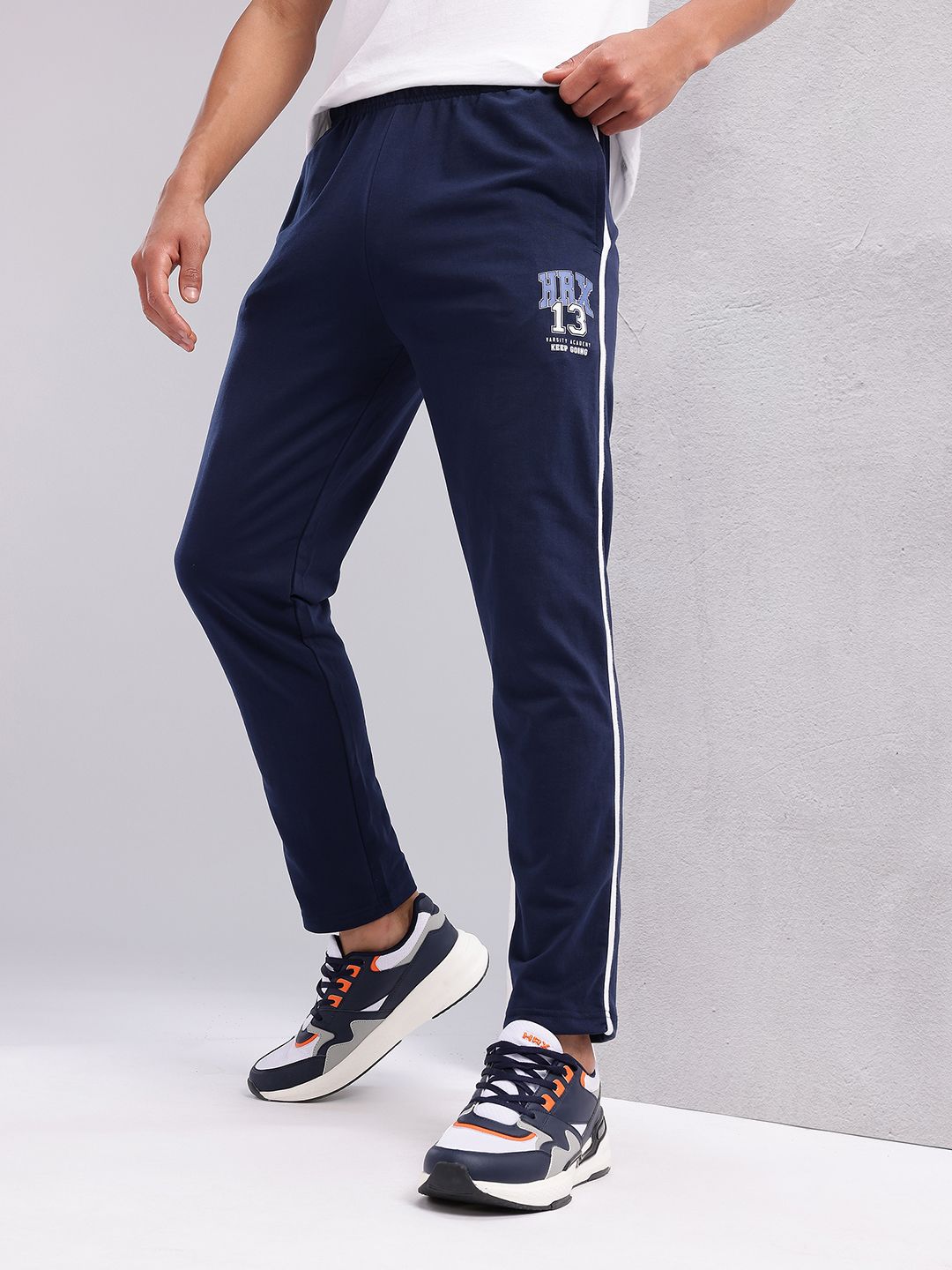 HRX by Hrithik Roshan Men Typography Print Lifestyle Track Pants with Side Stripes