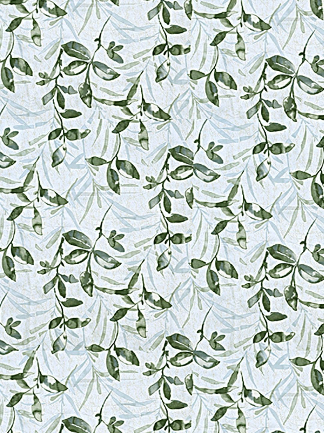 Cortina Glazed Cotton Green Floral 140 TC King Bedsheet with 2 Pillow Covers