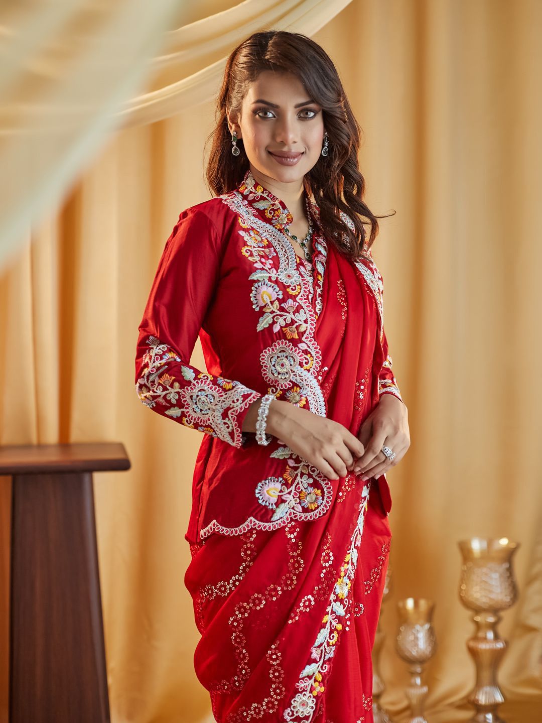 kasee Ethnic Motifs Kutchi Embroidery Pure Silk Saree