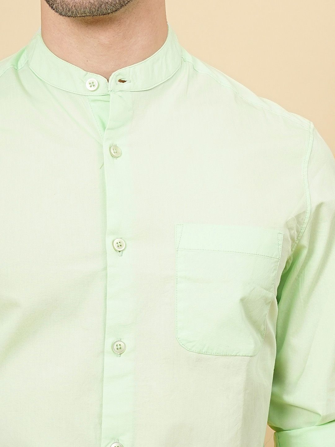 The Indian Garage Co Men Green Solid Casual Cotton Shirt