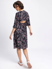 DressBerry Blossom Brigade Floral Cut-Out Midi A-Line Dress