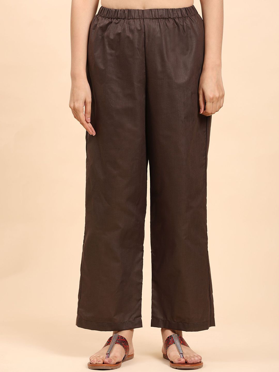 Mamicha Wanita Bercetak Kurta Kapas Tulen Biasa dengan Palazzos & Dengan Dupatta