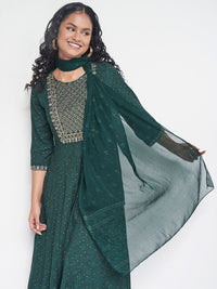 Global Desi Embroidered Kurta with Palazzos & With Dupatta