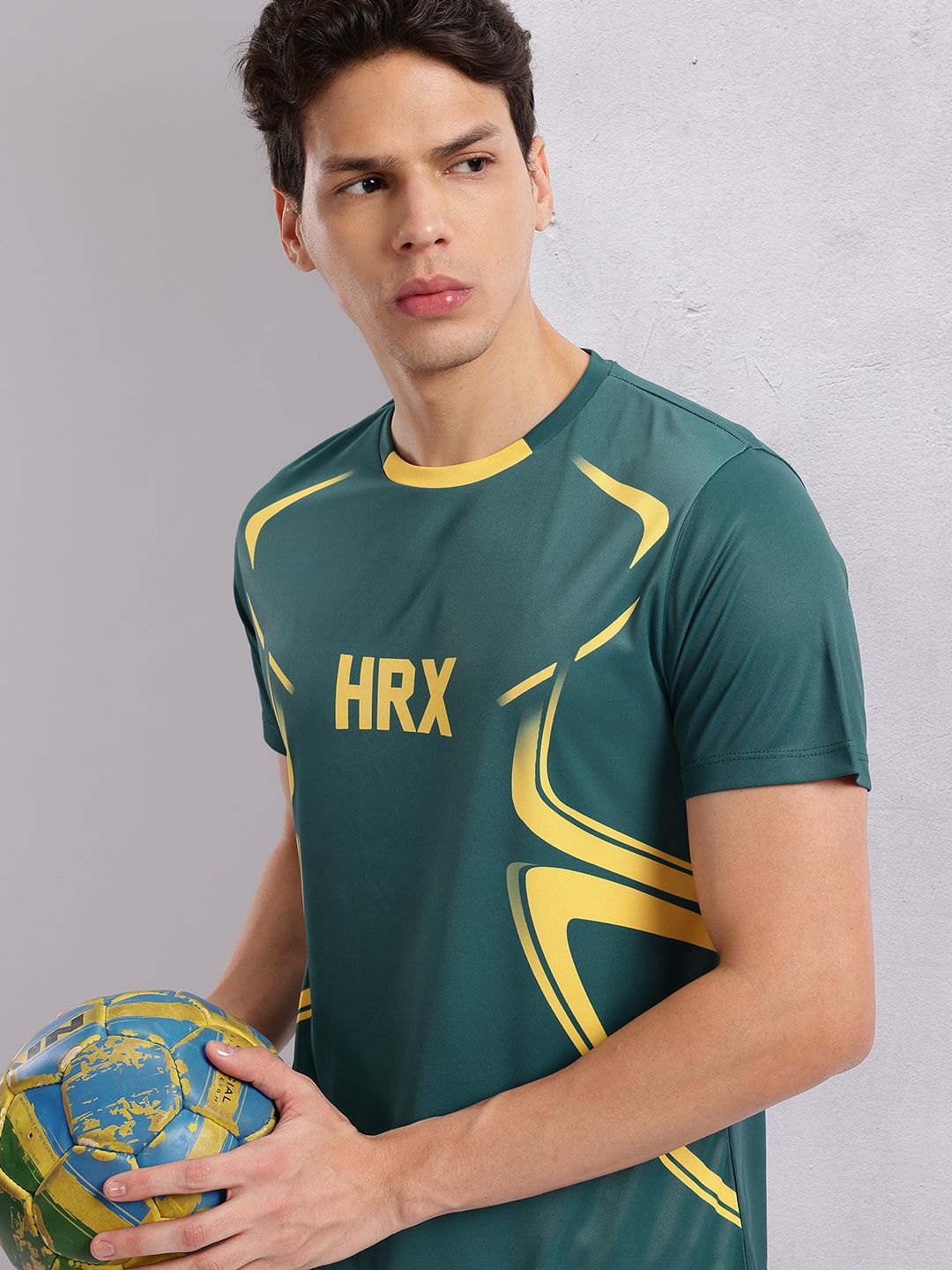 HRX by Hrithik Roshan Brand Logo & Abstract Printed Football T-shirt