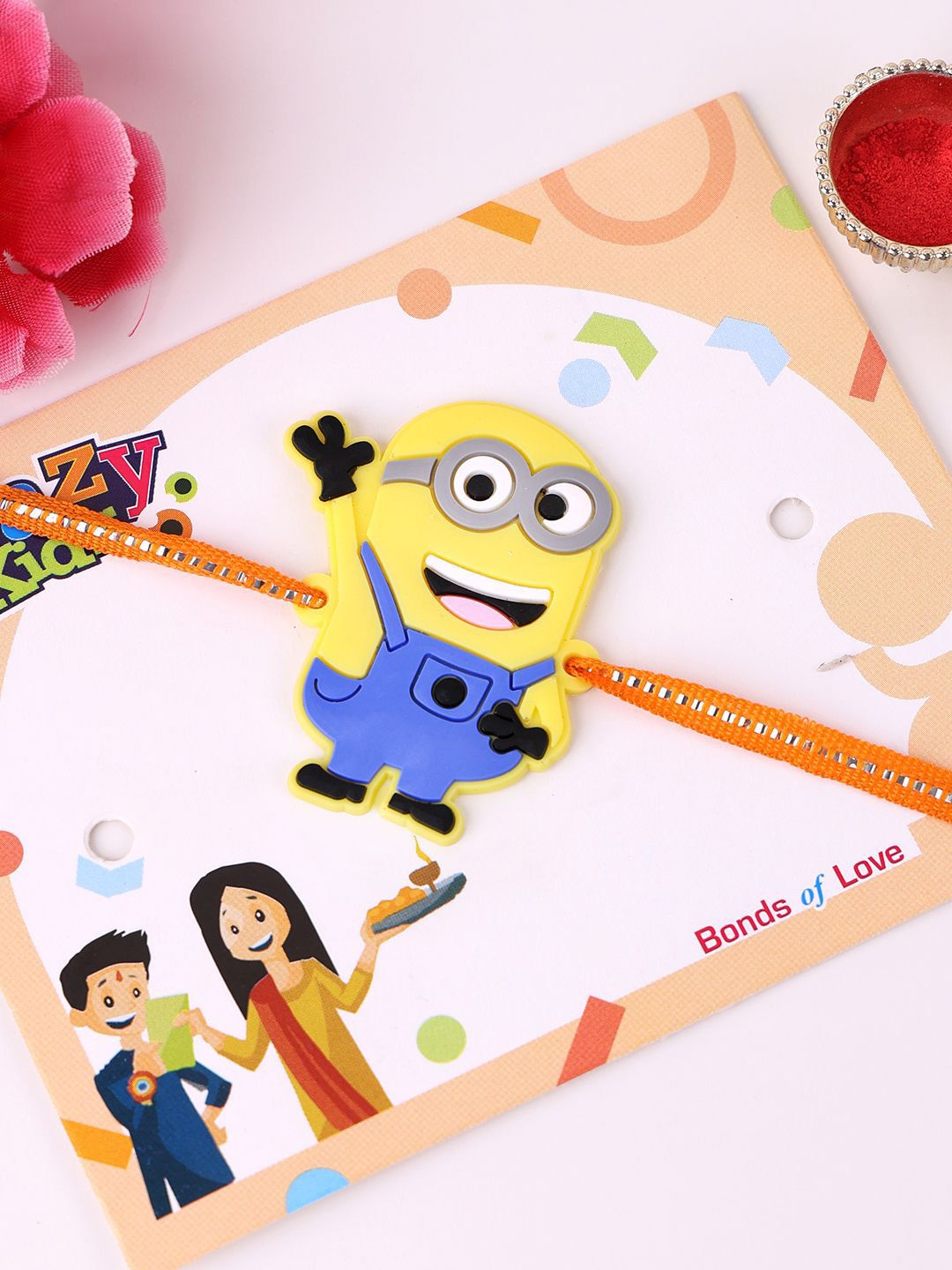 PANASH Kids Minions Thread Rakhi With Roli Chawal
