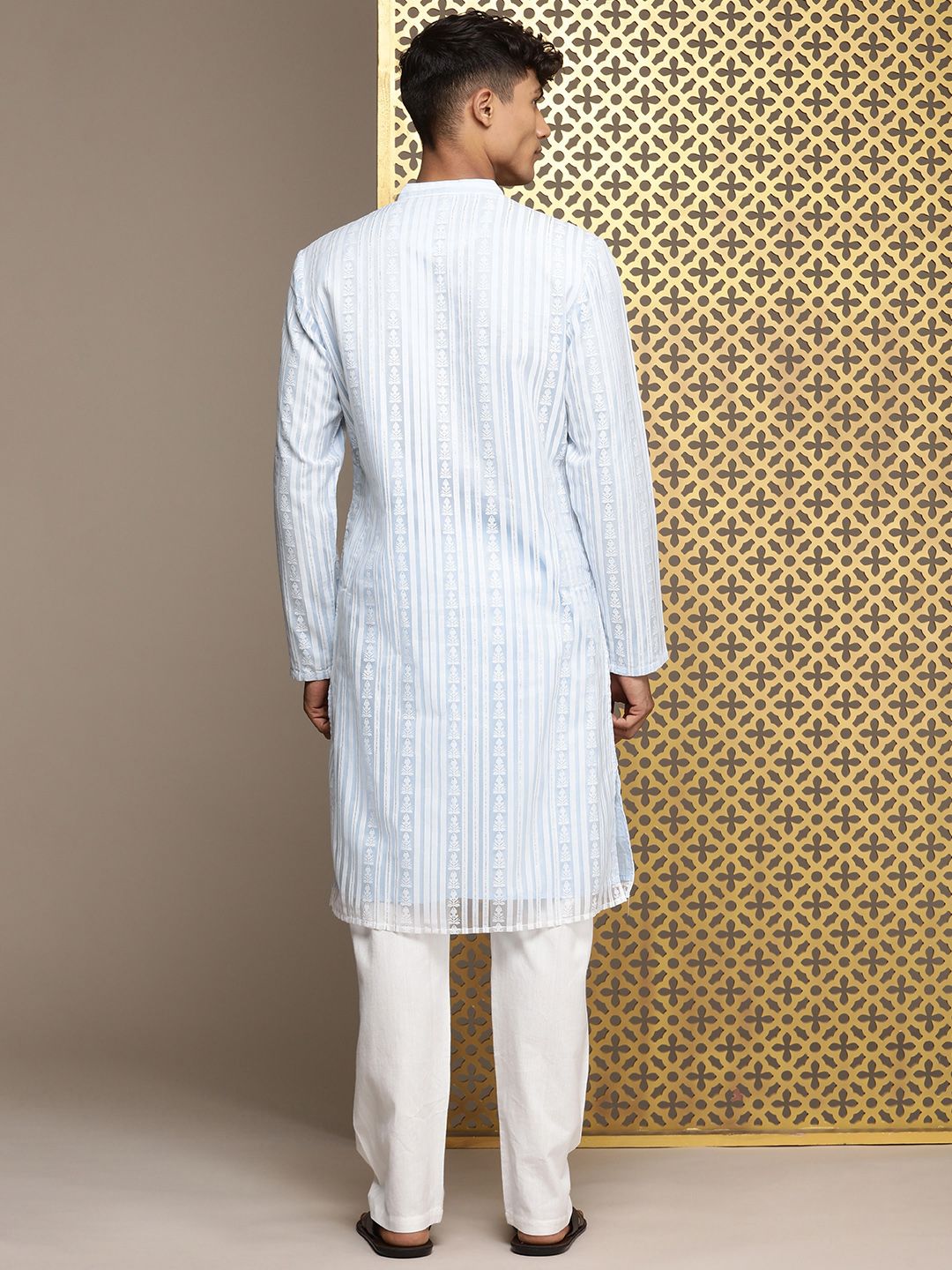 House of Pataudi Long Sleeves Striped Jashn Kurta