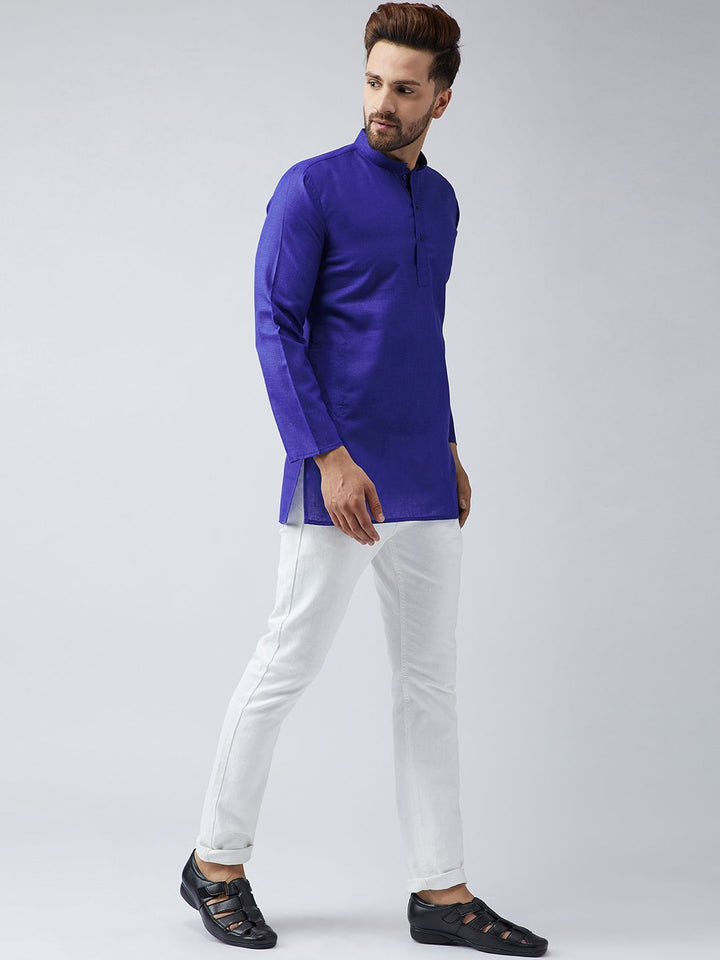 SOJANYA Lelaki Biru Solid Kurta Pendek