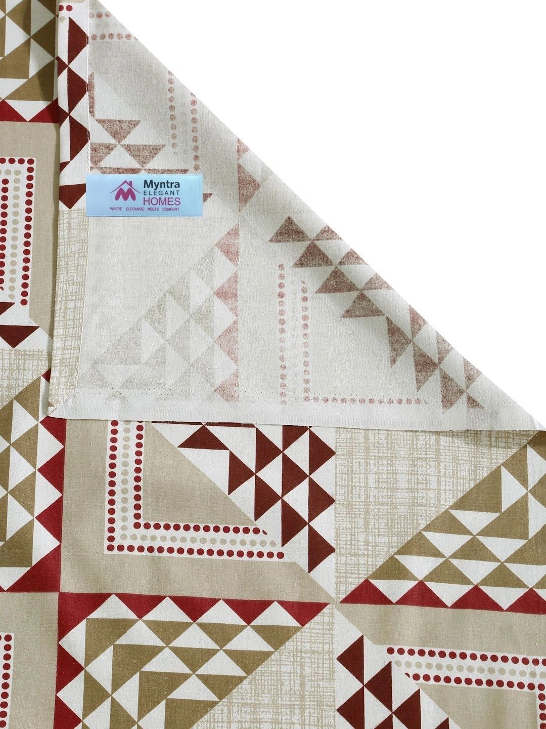 Myntra Elegant Homes Beige & Red Geometric 400 TC Single Bedsheet with 1 Pillow Covers