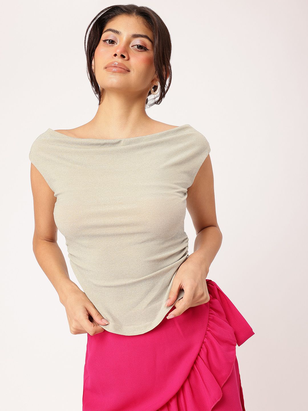 DressBerry Sparkling Swirl Glam Gathered Top
