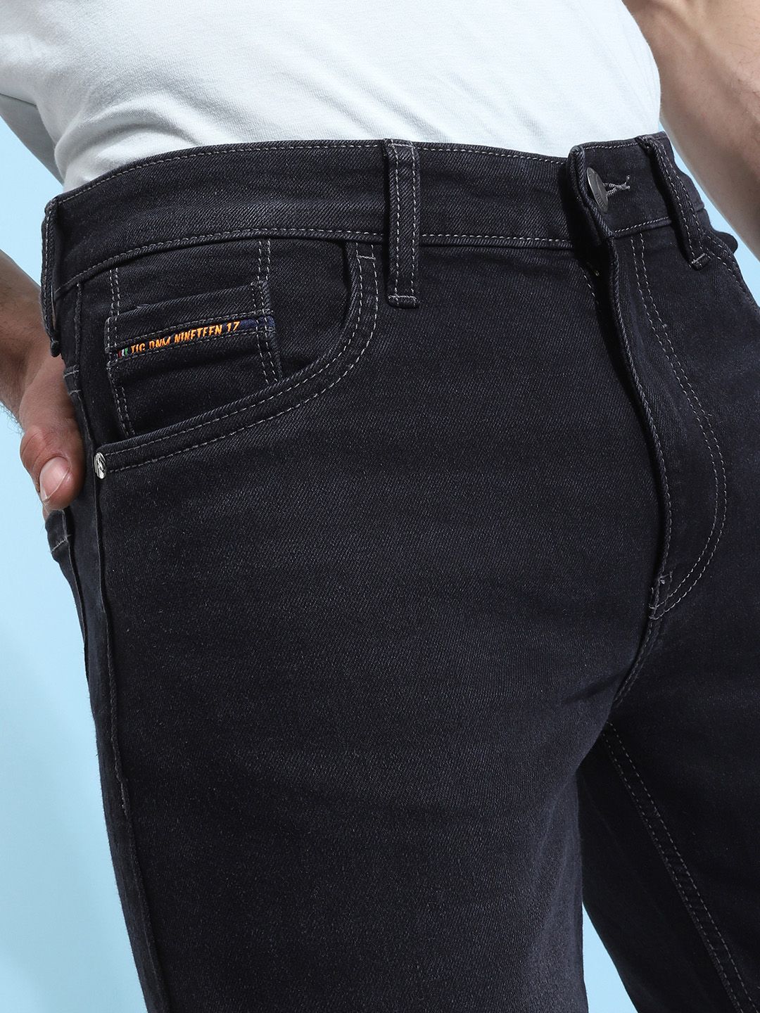 The Indian Garage Co Men Black Slim Fit Mid-Rise Clean Look Jeans