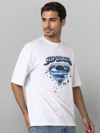 The Indian Garage Co Men Superman Graphic Printed Round Neck Cotton Oversized T-shirt