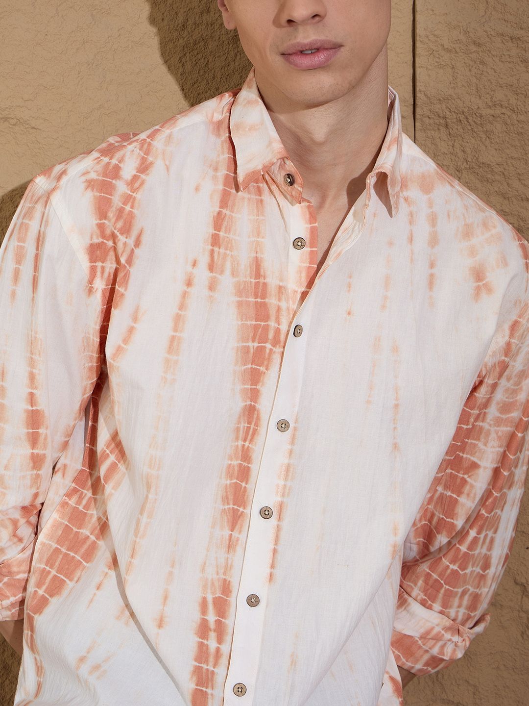 DENNISON Men Tie & Dye Oversized Cotton Casual Shirt